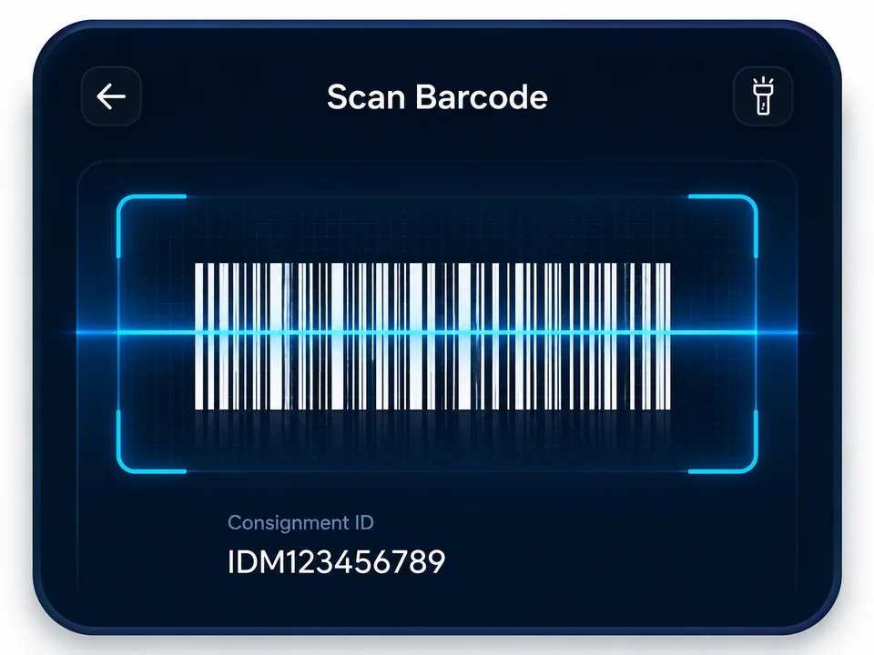 Illustrative courier barcode scanning interface